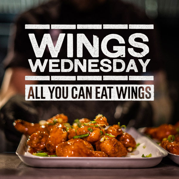 ALL YOU CAN EAT Buffalo Chicken Wings or Buffalo Cauliflower for the price of a large portion.